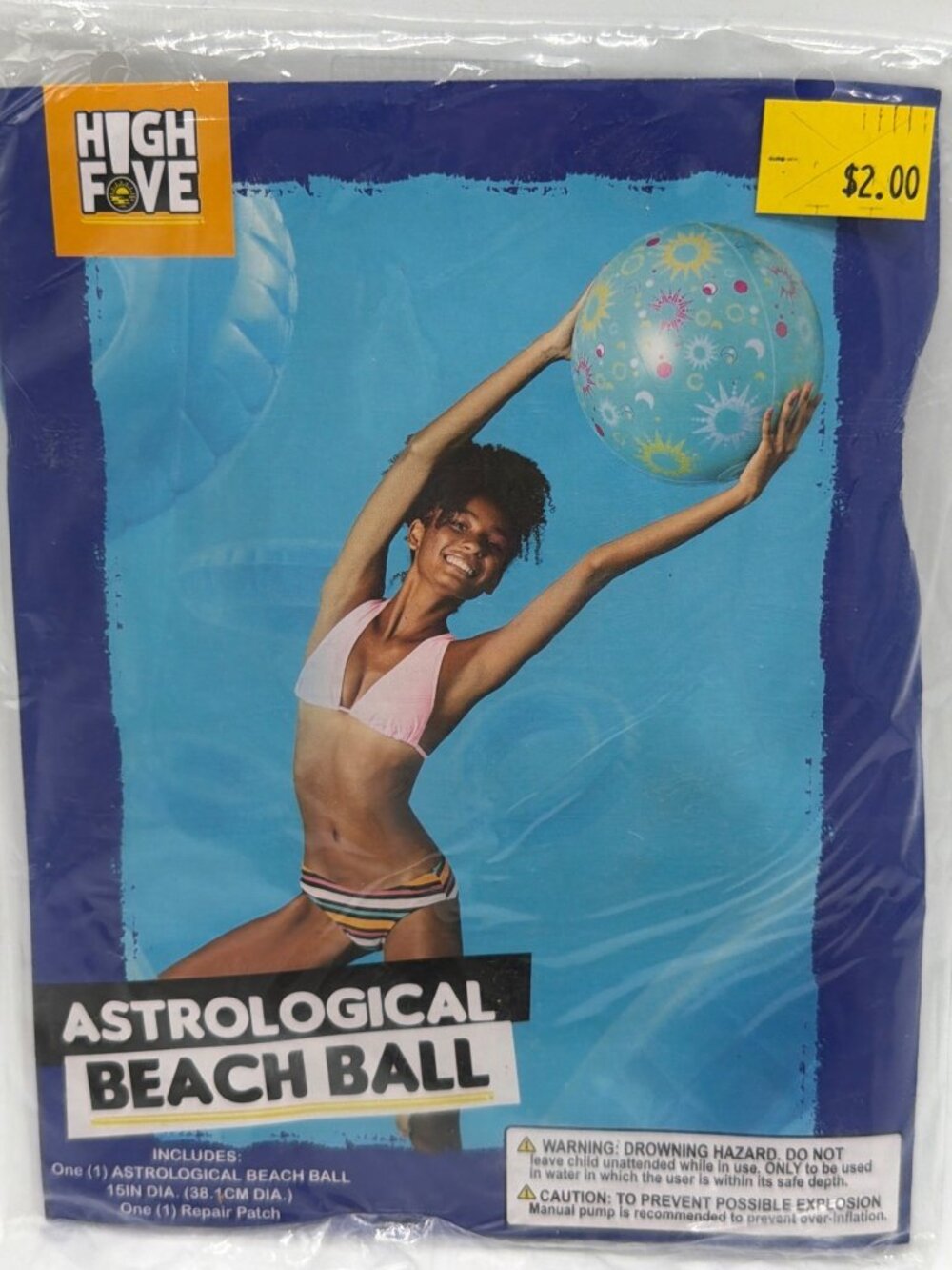 Astrological Beach Ball 15-Inch Diameter With Repair Patch - High Five